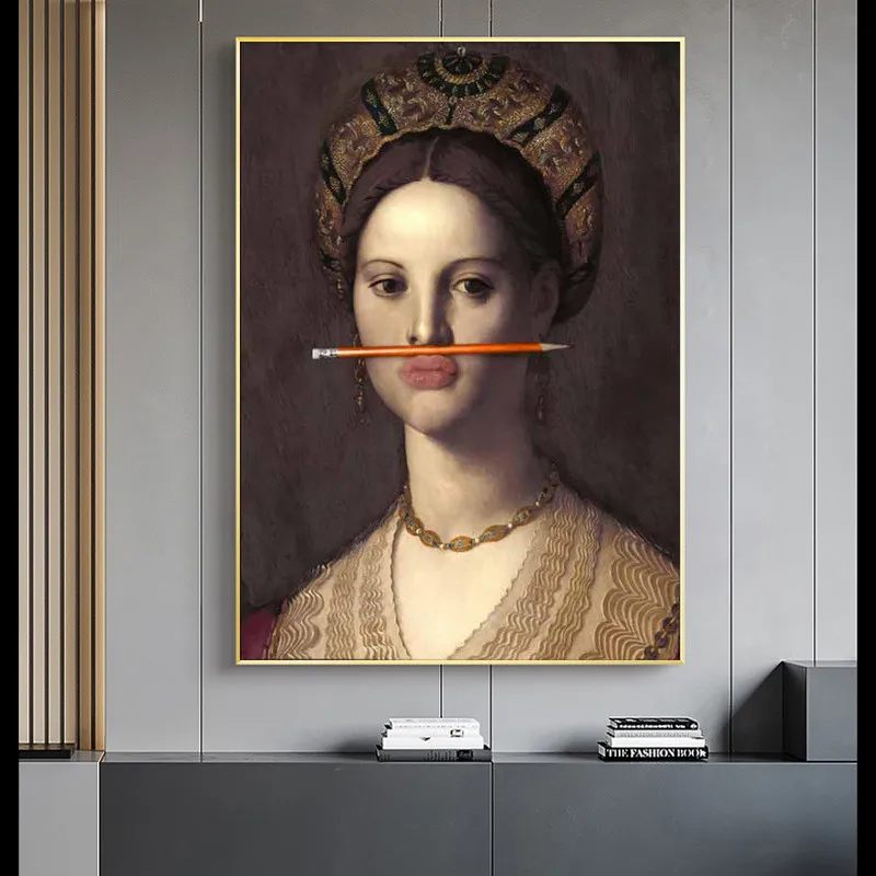 Classical Vintage Woman Oil Painting on Canvas Posters and Prints Fun Lips Pen Wall Art Pictures for Living Room Nordic Decor
Classical Vintage Woman Oil Painting on Canvas Posters and Prints Fun Lips Pen Wall Art Pictures for Living Room Nordic Decor