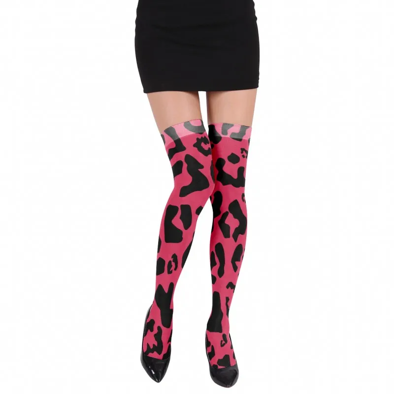 Фото Модные длинные чулки до колена с леопардовым принтом женские забавные пикантные