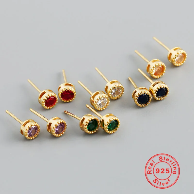 European and American Multicolor Round Zircon Stud Earrings 925 Sterling Silver Mini Exquisite Earrings Women Fashion Jewelry
European and American Multicolor Round Zircon Stud Earrings 925 Sterling Silver Mini Exquisite Earrings Women Fashion Jewelry