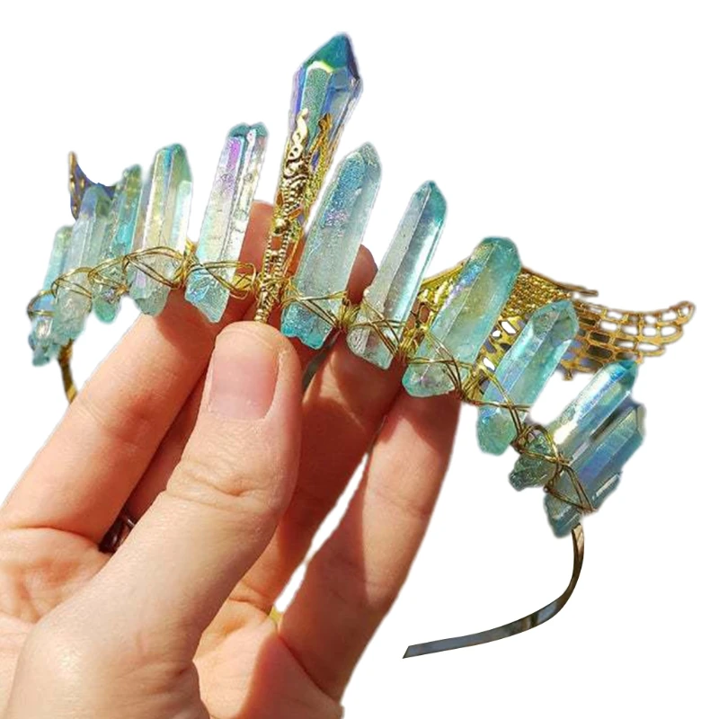 L5YA Handmade Colorful Raw Crystal Quartz Crown Headband Retro Angel Wing Tiara Halo Hairband Antique Wedding Headdress
L5YA Handmade Colorful Raw Crystal Quartz Crown Headband Retro Angel Wing Tiara Halo Hairband Antique Wedding Headdress