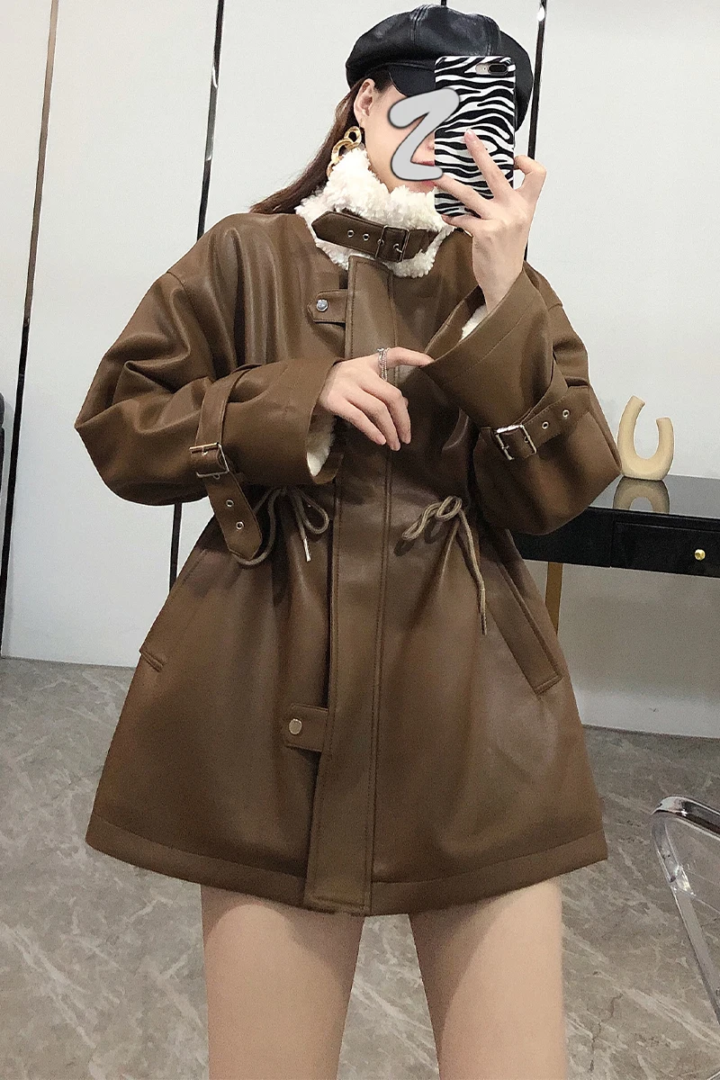 2020 New Thickened Micro Velvet Lined Turtleneck Mid-Length Coat Coat Women's Autumn and Winter Wild Slimming PU Leather Coat
2020 New Thickened Micro Velvet Lined Turtleneck Mid-Length Coat Coat Women's Autumn and Winter Wild Slimming PU Leather Coat