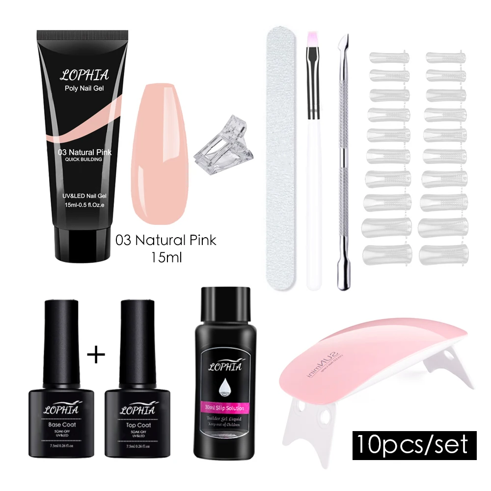 LOPHIA Poly Nail Gel Set Nail Gel Kit 15ml Builder Nail Gel with 6W LED Lamp Nail Polish For Nail Extensions Set Professional 
LOPHIA Poly Nail Gel Set Nail Gel Kit 15ml Builder Nail Gel with 6W LED Lamp Nail Polish For Nail Extensions Set Professional