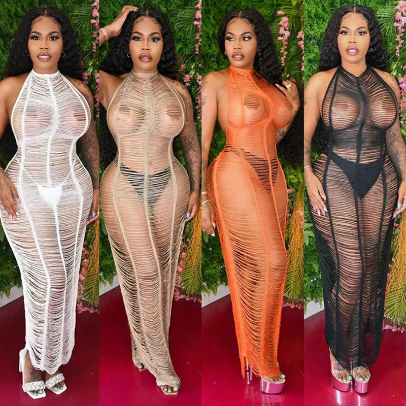Sexy Women Maxi Halter Dress Everning Club Sleeveless Summer See Through Bodycon Backless Femme Clubwear Slim Outfits Vestido
Sexy Women Maxi Halter Dress Everning Club Sleeveless Summer See Through Bodycon Backless Femme Clubwear Slim Outfits Vestido