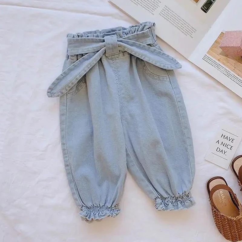 Summer Kids Girls Boys Jeans New Fashion Casual Solid Light Washed Pants Children Bow Cute Korean Style Loose Clothing For 1-5Y
Summer Kids Girls Boys Jeans New Fashion Casual Solid Light Washed Pants Children Bow Cute Korean Style Loose Clothing For 1-5Y