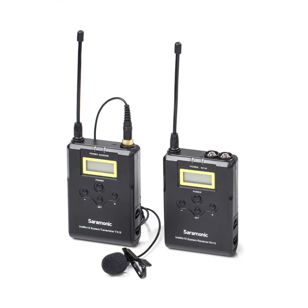 Saramonic UwMic15 Wireless lavalier Microphone System UHF 16-Channel Omnidirectional mic for DSLR Camera Camcorder
Saramonic UwMic15 Wireless lavalier Microphone System UHF 16-Channel Omnidirectional mic for DSLR Camera Camcorder