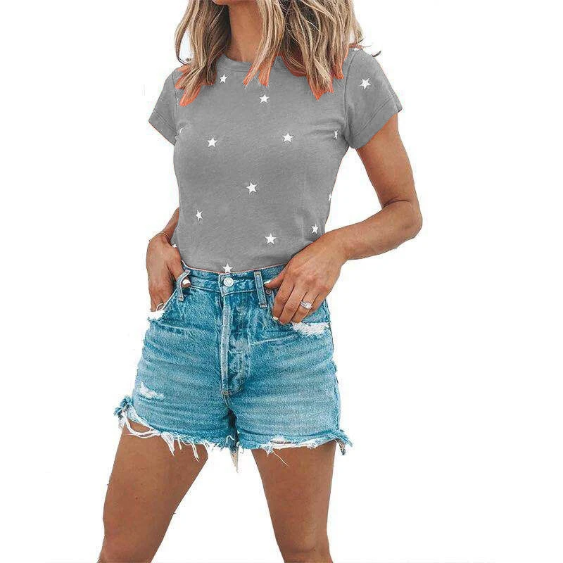 Women Printed Stars Casual Slim O Neck Short Sleeve Bottoming T-shirt Plus Size S-3XL Summer Streetwear Fashion Tops Tee SJ6103M
Women Printed Stars Casual Slim O Neck Short Sleeve Bottoming T-shirt Plus Size S-3XL Summer Streetwear Fashion Tops Tee SJ6103M