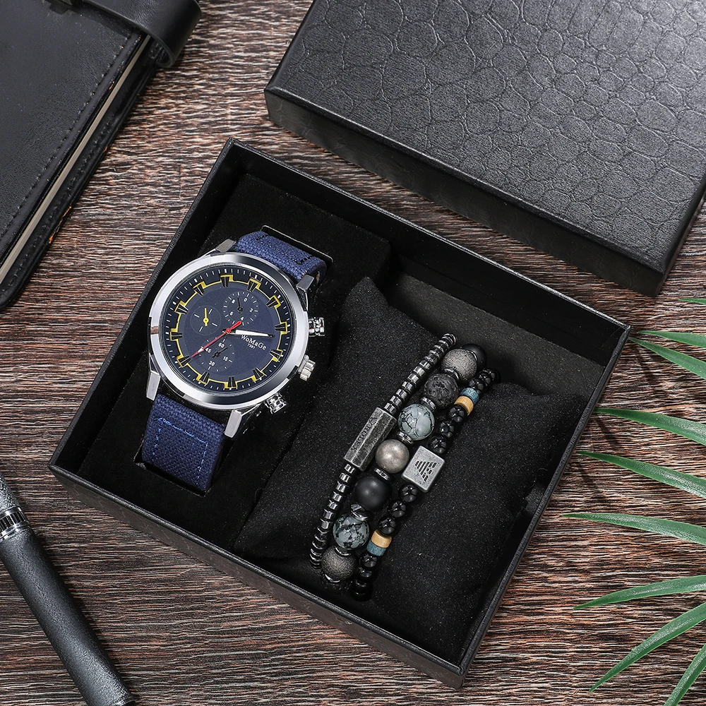 4Pcs/Set Hot Sale Design Watches Bracelet Set for Men Leather Wristwatches with Beads Bracelets Gift Box Set for Christmas Gift
4Pcs/Set Hot Sale Design Watches Bracelet Set for Men Leather Wristwatches with Beads Bracelets Gift Box Set for Christmas Gift