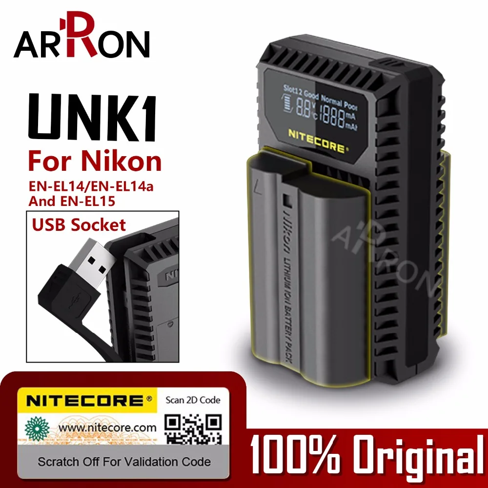 Цифровое USB зарядное устройство Nitecore UNK1 для батареи Nikon EN EL14 EL14a D750 D810 D610 D7100 D800 D800E