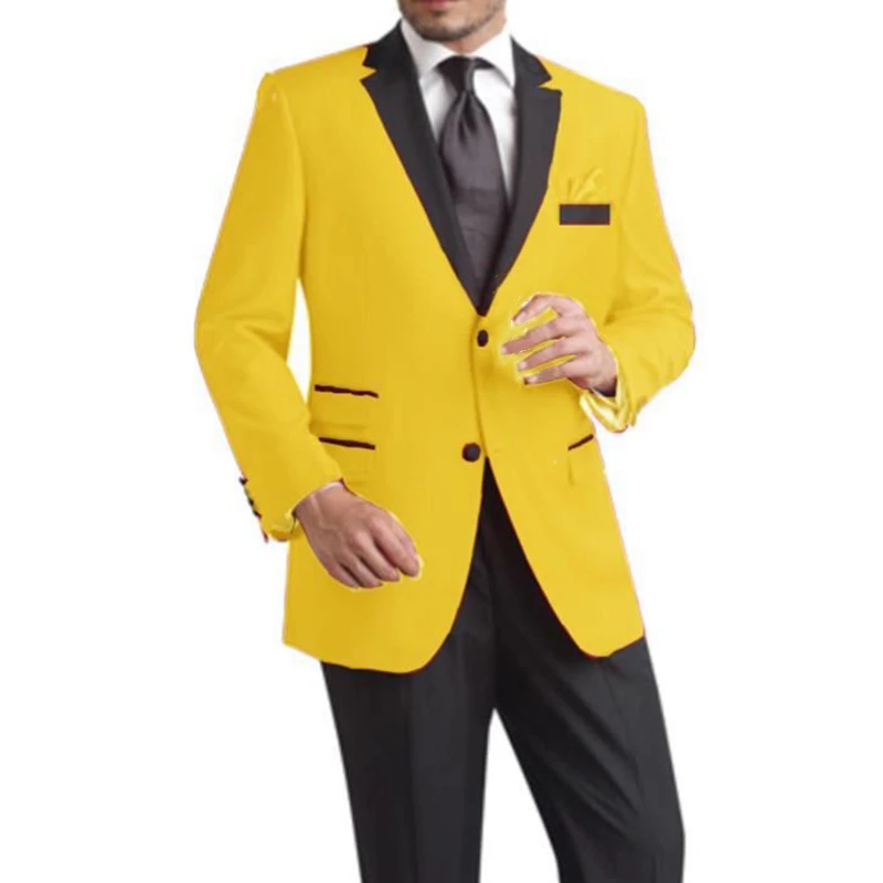 Autumn New Male Clothing Luxury Fashion Handsome Black Lapel Slim Fit Yellow Groomsman Tuxedos Wedding Party Men Jacket + Pants
Autumn New Male Clothing Luxury Fashion Handsome Black Lapel Slim Fit Yellow Groomsman Tuxedos Wedding Party Men Jacket + Pants