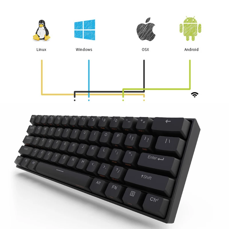 Миниатюрная Механическая игровая клавиатура Anne Pro 2 Pro2 NKRO Bluetooth 5 0 Type C RGB 60% Cherry Gateron