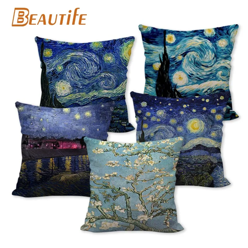 Custom Van Gogh The Starry Night Pillowcase Wedding Decorative Cotton Linen Pillow Case For Home Pillow Cover 45X45cm One Side
Custom Van Gogh The Starry Night Pillowcase Wedding Decorative Cotton Linen Pillow Case For Home Pillow Cover 45X45cm One Side