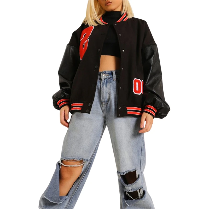 Hirigin 2021 Women Oversized Baseball Jackets Fashion Leather Long Sleeve Letter Embroidery Jackets Hip Hop Streetwear
Hirigin 2021 Women Oversized Baseball Jackets Fashion Leather Long Sleeve Letter Embroidery Jackets Hip Hop Streetwear
