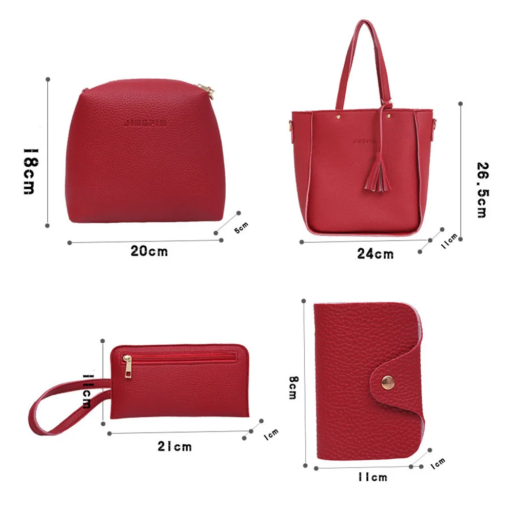 4 Pcs Pu Leather Ladies Bag Casual Retro Lychee Tassel Shoulder Bag Large Capacity Wallet Solid Color Card Package Wholesale #S
4 Pcs Pu Leather Ladies Bag Casual Retro Lychee Tassel Shoulder Bag Large Capacity Wallet Solid Color Card Package Wholesale #S