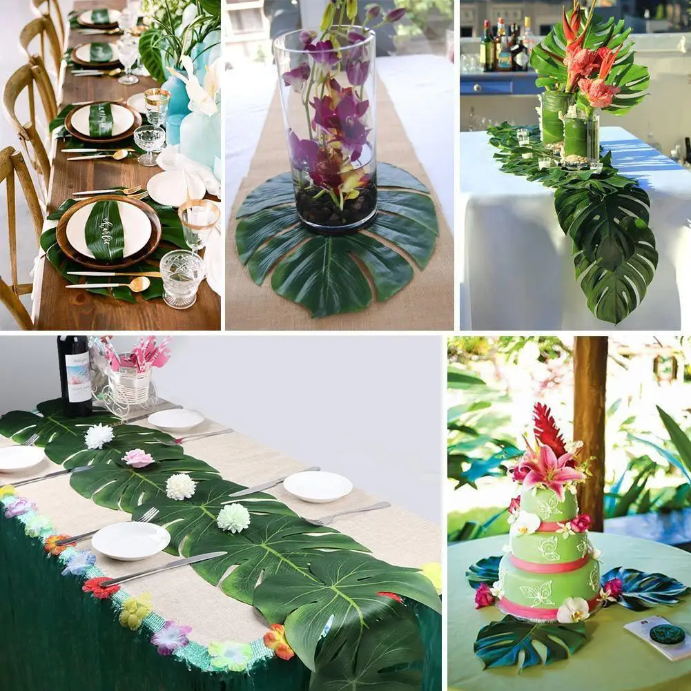 12pcs Unique Design Vintage Wedding Table Cloth Fabric Green Artificial Palm Tree Leaves Hawaiian Theme Party Decorations
12pcs Unique Design Vintage Wedding Table Cloth Fabric Green Artificial Palm Tree Leaves Hawaiian Theme Party Decorations