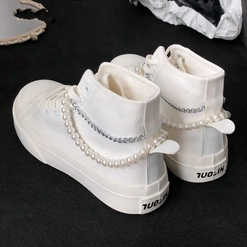 Summer Woman Sneakers Fashion Breathable Female Casual Shoes Soft Footwear High-top Canvas Design Pearl Chain Street Design
Summer Woman Sneakers Fashion Breathable Female Casual Shoes Soft Footwear High-top Canvas Design Pearl Chain Street Design