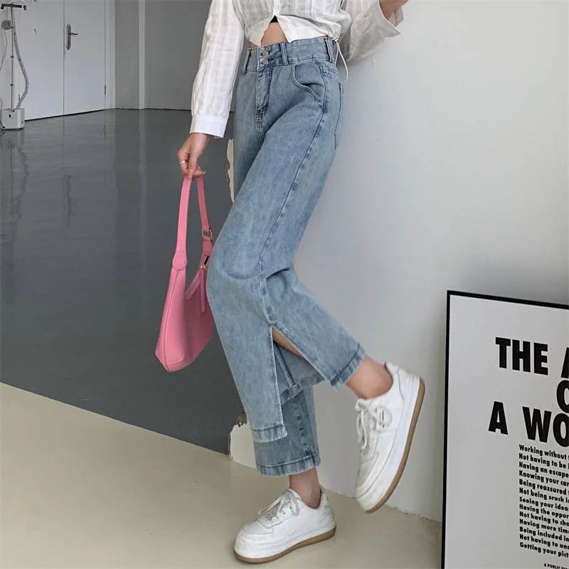 2021 New Korean Style High Waist All-match Loose Wide-leg Light Blue Jeans Women Casual Oversized Jeans
2021 New Korean Style High Waist All-match Loose Wide-leg Light Blue Jeans Women Casual Oversized Jeans