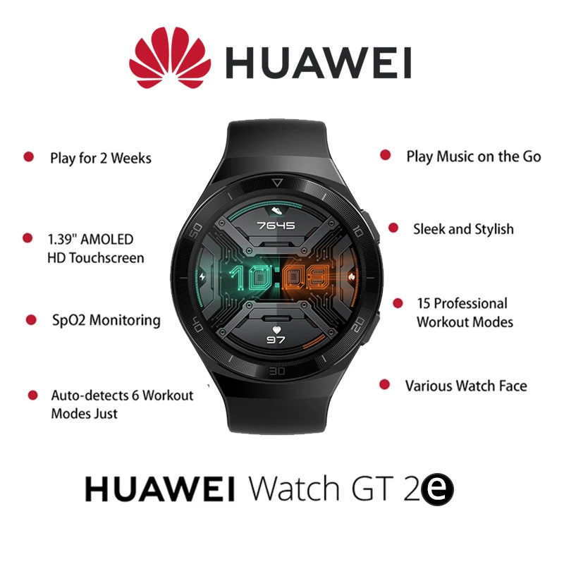 HUAWEI Watch GT 2e 100 Workout Modes gt2e Smart 1.39" AMOLED 2 Weeks Standby 5ATM Waterproof Sport Blood Oxygen | Электроника