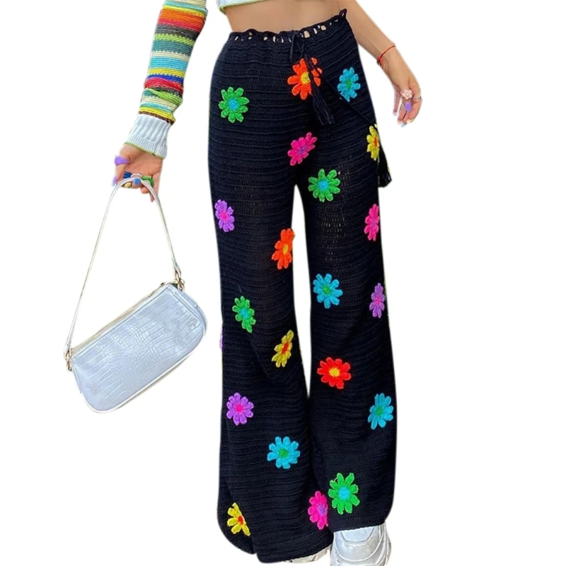 K5DA Women Beach Crochet Long Pants Multicolor Floral Hollow Out Knitted Wide Leg Flared Trousers Boho Mesh Bikini Cover Up
K5DA Women Beach Crochet Long Pants Multicolor Floral Hollow Out Knitted Wide Leg Flared Trousers Boho Mesh Bikini Cover Up