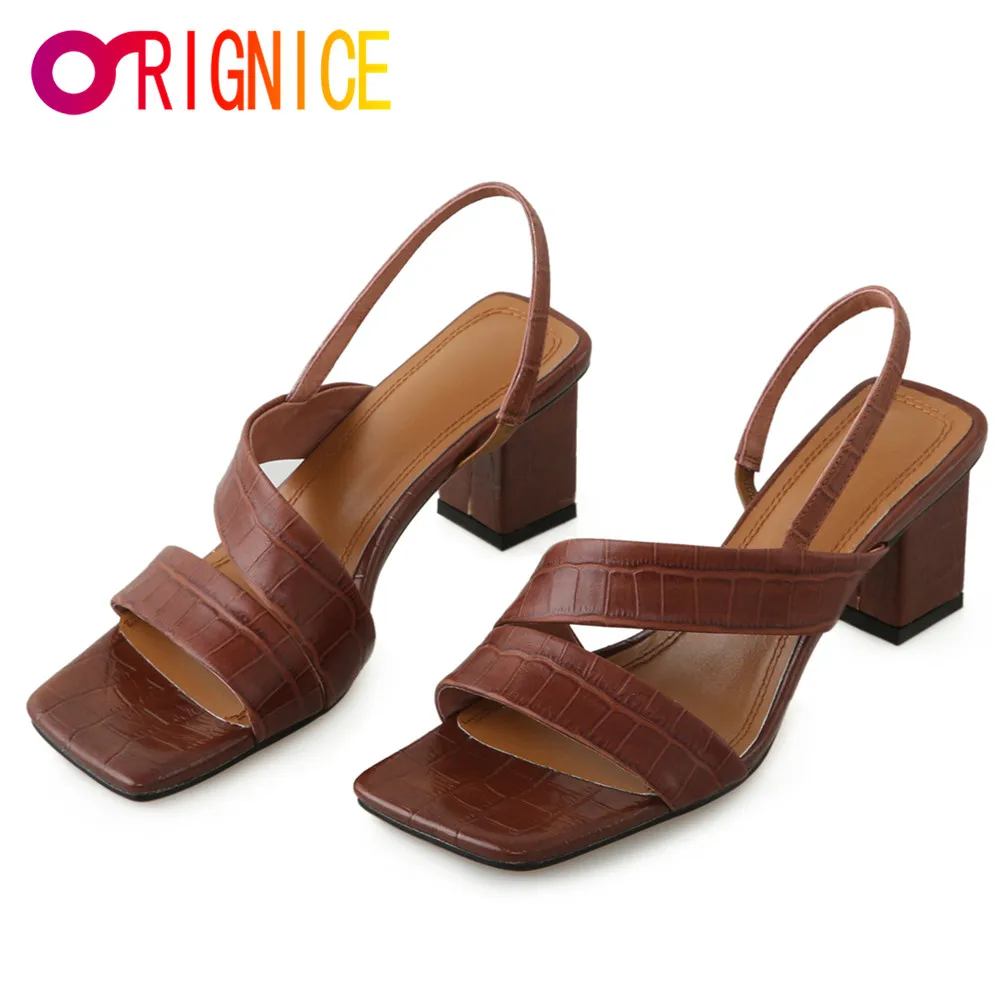 Женские шлепанцы на квадратном каблуке Orignice, летние офисные сандалии с квадратным носком, шлепанцы с узором под камень, большие размеры 34-43 
Женские шлепанцы на квадратном каблуке Orignice, летние офисные сандалии с квадратным носком, шлепанцы с узором под камень, большие размеры 34-43