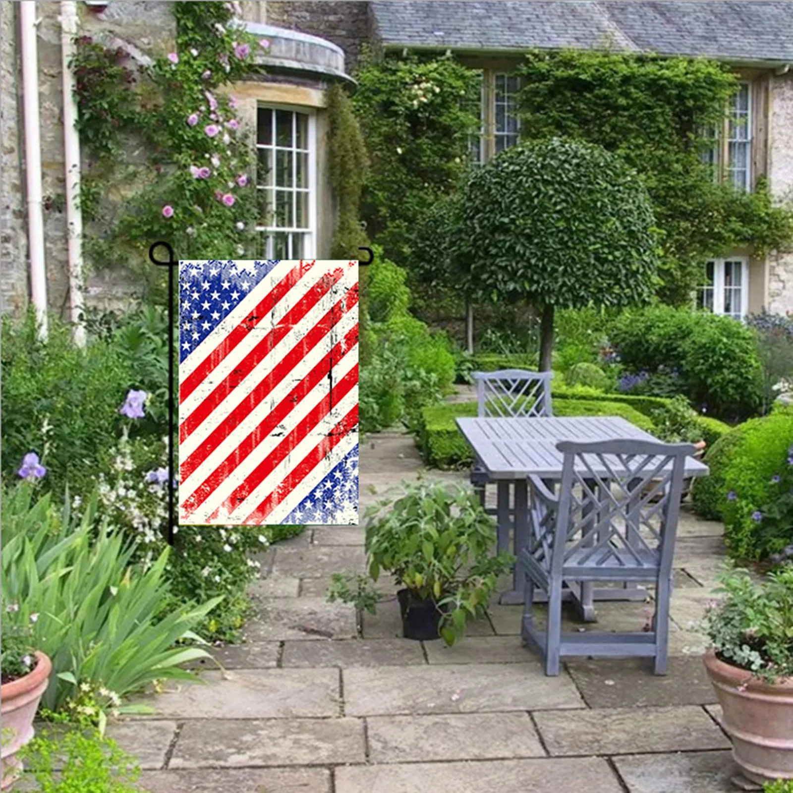 Украшение для двора на День независимости льняной Садовый флаг с принтом