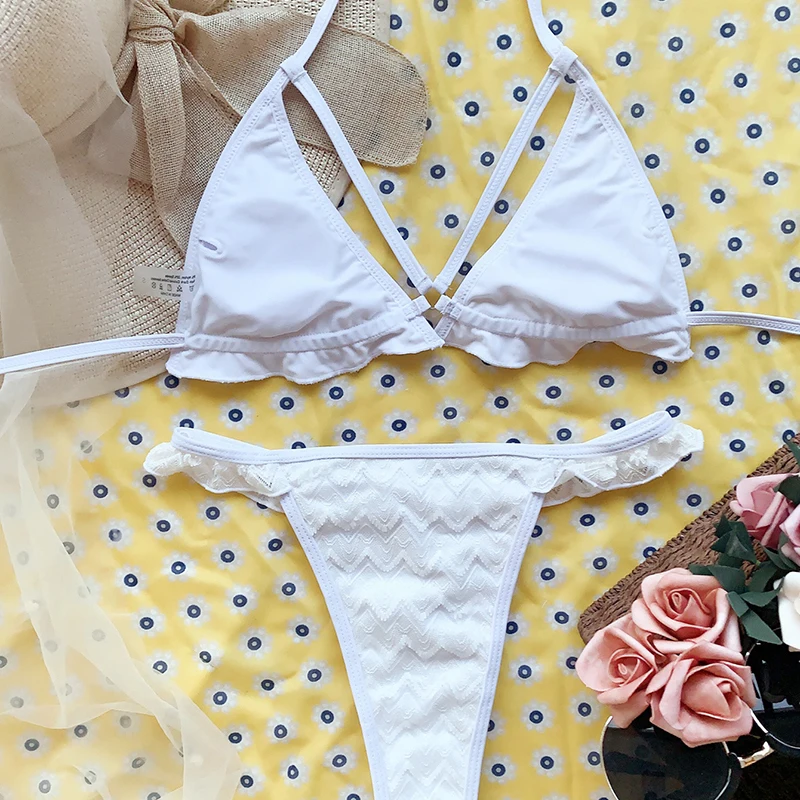 Halter White Brazilian Sexy Bikini Set Ruffle Shorts Swimsuit Female Bandage Low Waist Swimwear Swmming Suit Bathers Women 2021
Halter White Brazilian Sexy Bikini Set Ruffle Shorts Swimsuit Female Bandage Low Waist Swimwear Swmming Suit Bathers Women 2021