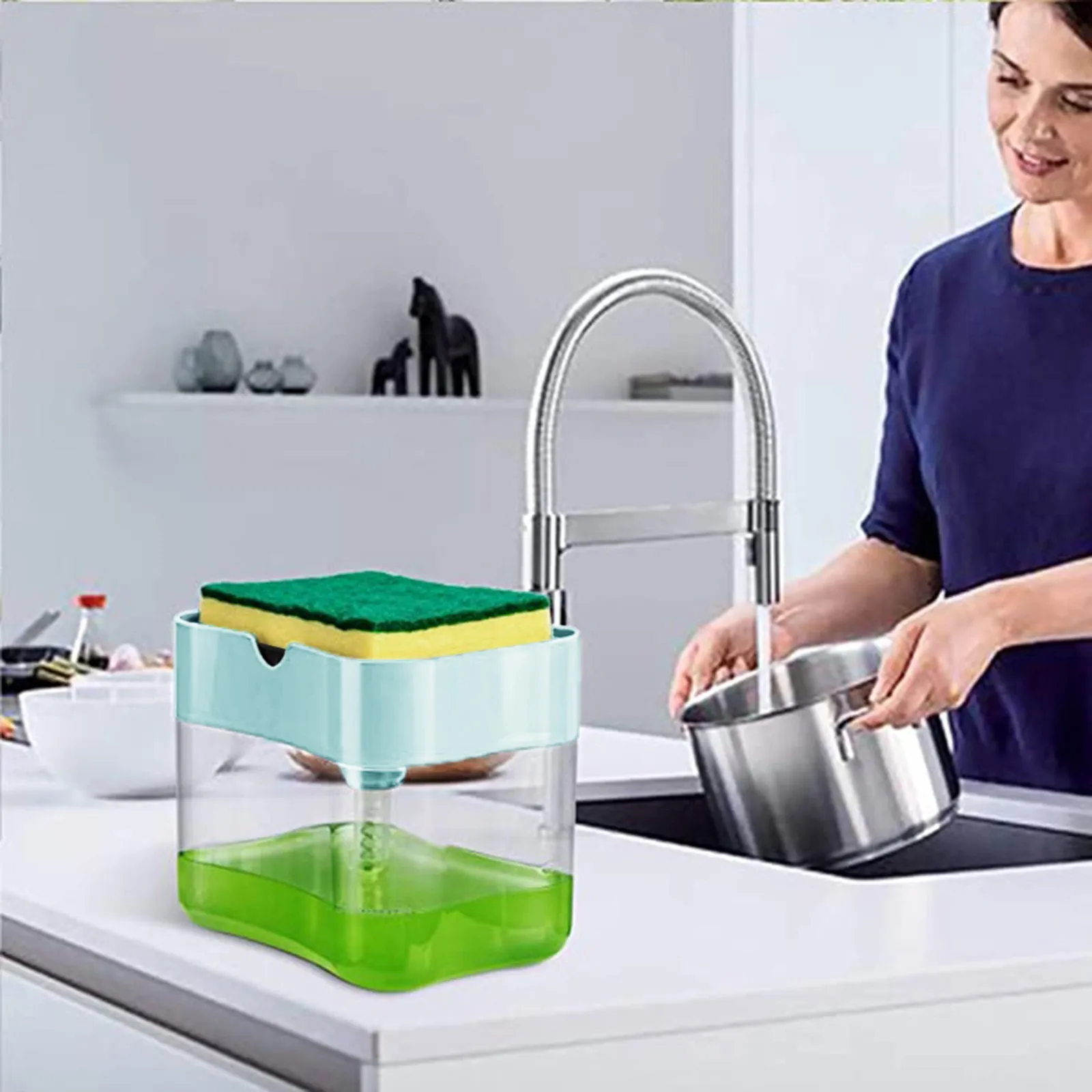 2-in-1Sponge Rack Soap Dispenser Soap Dispenser And Sponge Caddy 13 Ounces Storage Sponge Soap Set 
2-in-1Sponge Rack Soap Dispenser Soap Dispenser And Sponge Caddy 13 Ounces Storage Sponge Soap Set