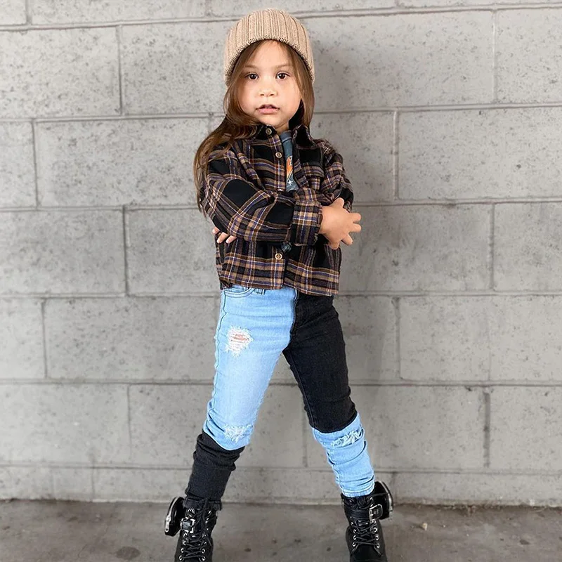 Cool Little Girl Cardigan Long Sleeve Plaid Lapel Collar Shirt Coat Tight Sleeve Cuff Tops for Spring Autumn Kids Clothing
Cool Little Girl Cardigan Long Sleeve Plaid Lapel Collar Shirt Coat Tight Sleeve Cuff Tops for Spring Autumn Kids Clothing