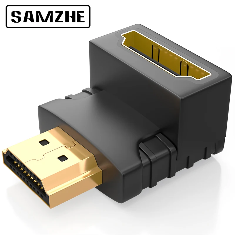 Кабель SAMZHE совместимый с HDMI угол 90 градусов штекер гнездо поддержка 3D конвертер