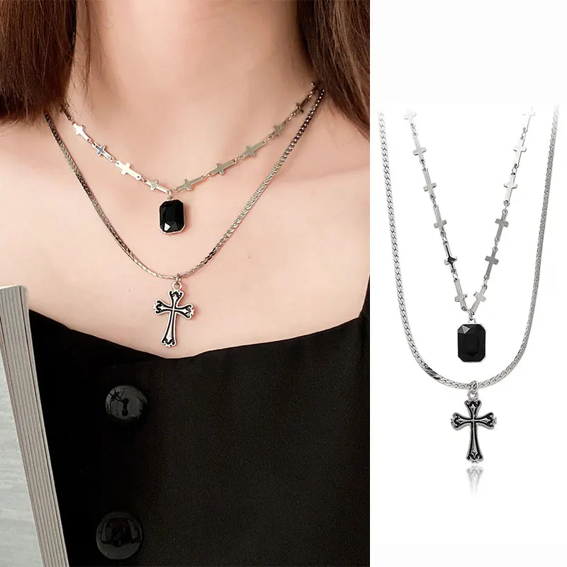 xiaoboACC 2Pcs/set Women's Neck Chokers Chain Goth Baroque Cross Pendant Black Rhinestone Layered Necklace
xiaoboACC 2Pcs/set Women's Neck Chokers Chain Goth Baroque Cross Pendant Black Rhinestone Layered Necklace