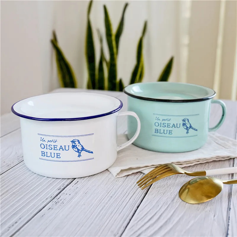New Retro 14cm Enamel Green Bird Instant Noodle Bowl Lunch Box Japanese Home with Cover Large-Capacity Sauce Soup Bowl Tableware
New Retro 14cm Enamel Green Bird Instant Noodle Bowl Lunch Box Japanese Home with Cover Large-Capacity Sauce Soup Bowl Tableware
