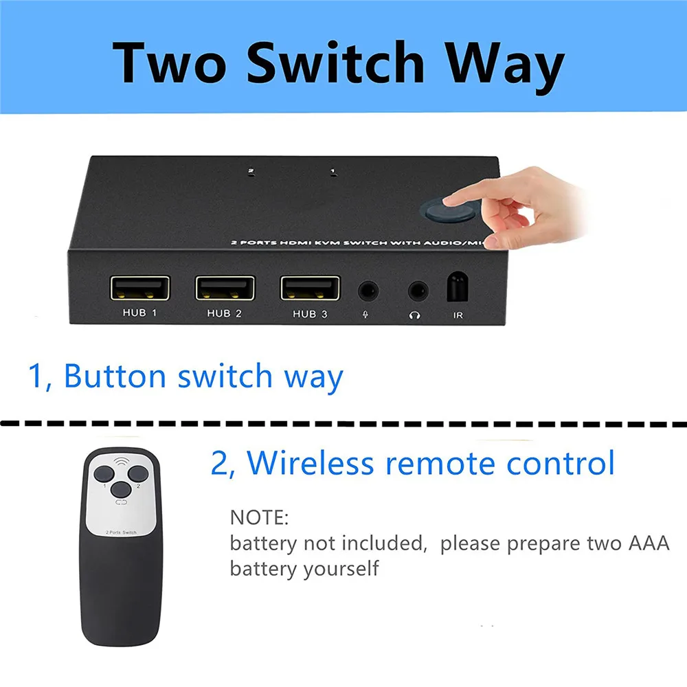Kebidu KVM switch USB Switcher 4K hdmi-compatible splitter For tv box EDID / HDCP Printer Plug And Play 2-Port computer monitor
Kebidu KVM switch USB Switcher 4K hdmi-compatible splitter For tv box EDID / HDCP Printer Plug And Play 2-Port computer monitor