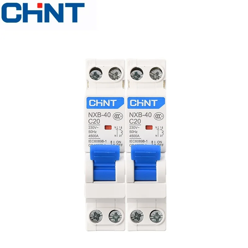 Миниатюрный автоматический выключатель CHNT NXB-40 MCB DPN 4.5kA Тип C 1P + N 230 В 240 50 Гц 6A 10A 16A