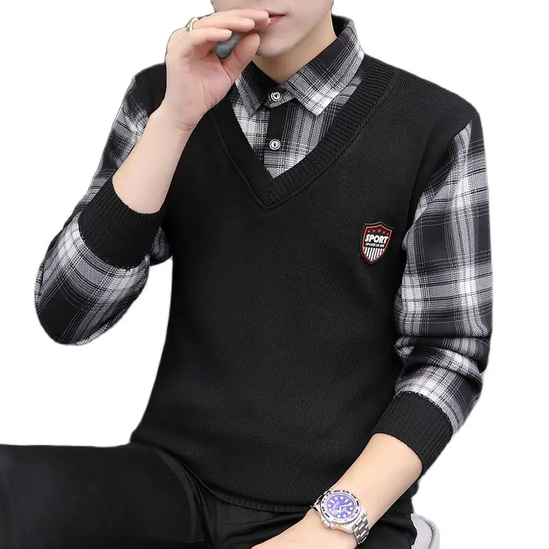 Men's Fake Two Knit Sweater Vest Jumper Patchwork Check Shirt Collar Korea Harajuku Young Jacket 16 Color 3XL
Men's Fake Two Knit Sweater Vest Jumper Patchwork Check Shirt Collar Korea Harajuku Young Jacket 16 Color 3XL