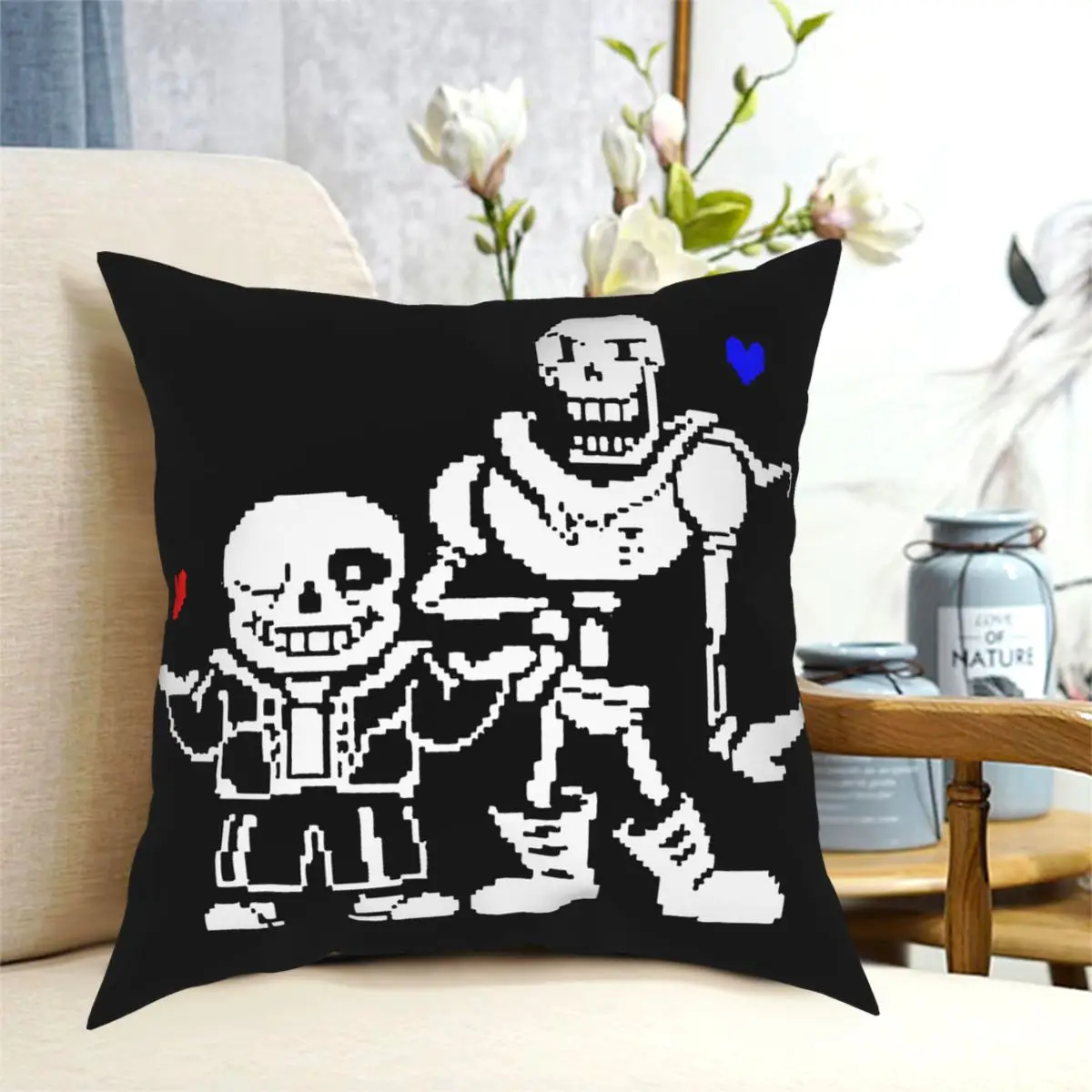 

Undertale Characters Papyrus Sans Pillowcase Printed Polyester Cushion Cover Gift Pixel Skull Throw Pillow Case Cover 45*45cm