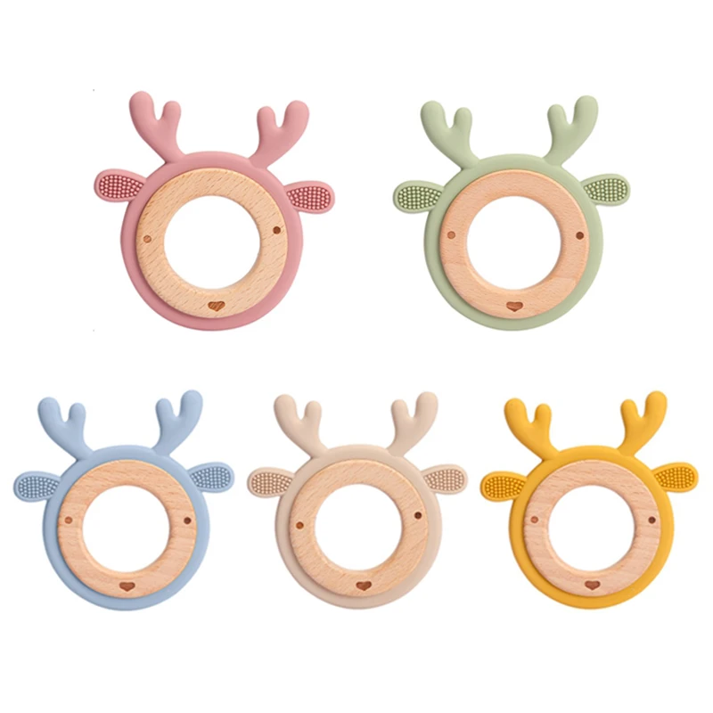 Animal Elk Koala Cartoon Teether BPA Free Food Grade Silicone Beech Wood Baby Teething Toy Rattle Safe Newborn Chew Nursing Gift
Animal Elk Koala Cartoon Teether BPA Free Food Grade Silicone Beech Wood Baby Teething Toy Rattle Safe Newborn Chew Nursing Gift