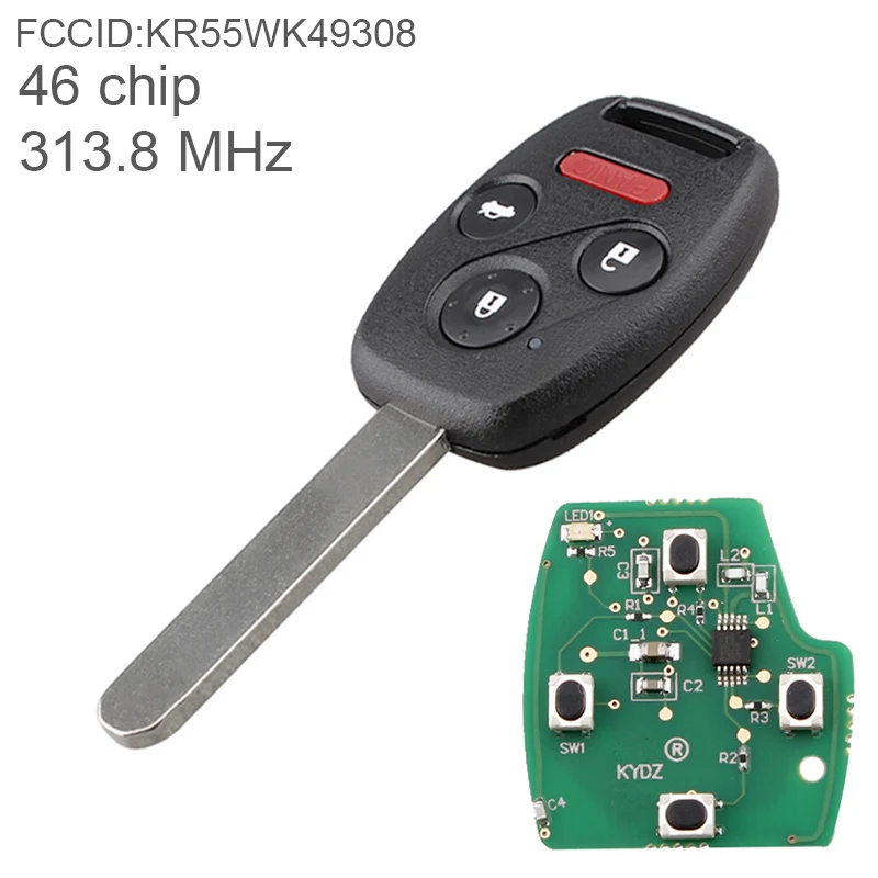 314MHz 4 Buttons Keyless Uncut Flip Remote Key Fob with ID46 Chip KR55WK49308 for Honda Pilot 2009-2015 / Honda Accord 2008-2014
314MHz 4 Buttons Keyless Uncut Flip Remote Key Fob with ID46 Chip KR55WK49308 for Honda Pilot 2009-2015 / Honda Accord 2008-2014