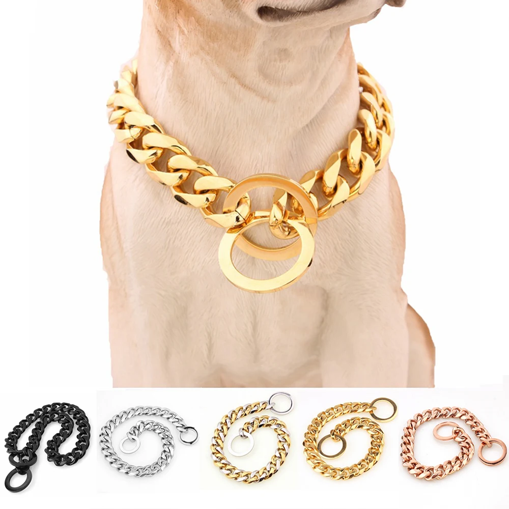15mm Solid Dog Chain Collar Stainless Steel Necklace Dogs Collar Training Metal Strong P Chain Choker Pet Collars for Pitbulls
15mm Solid Dog Chain Collar Stainless Steel Necklace Dogs Collar Training Metal Strong P Chain Choker Pet Collars for Pitbulls