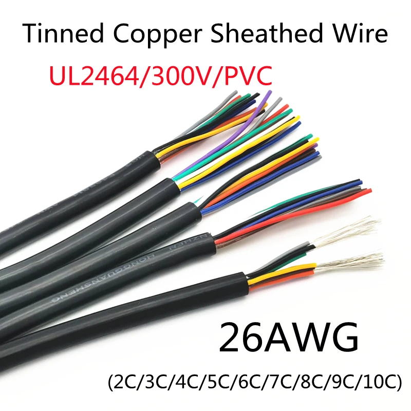 

1M UL2464 Sheathed Wire Cable 26AWG Electronic Channel Audio Line 2 3 4 5 6 7 8 Cores Insulated Soft Copper Signal Control Wires