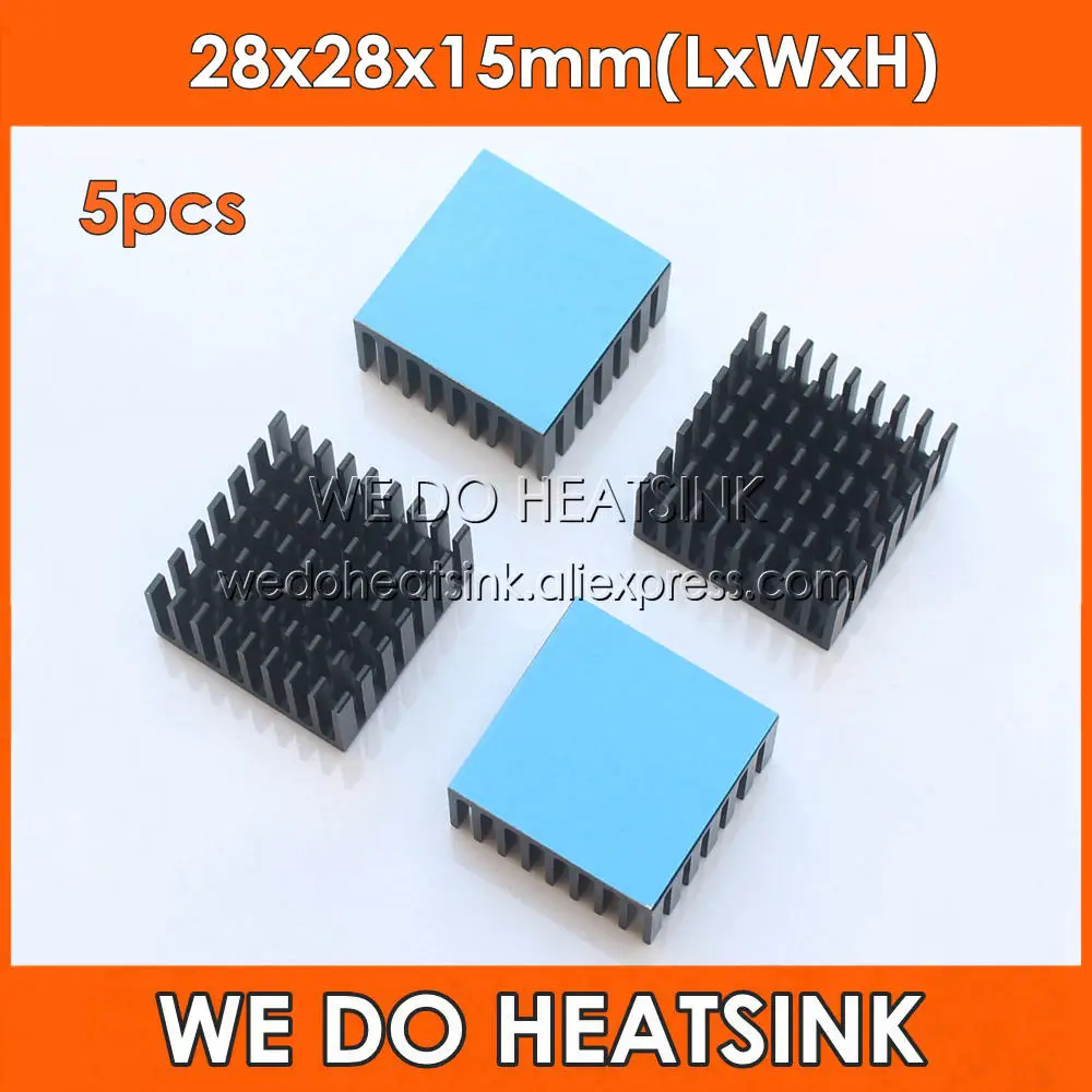 WE DO HEATSINK 5pcs 28x28x15mm Cheap CPU Black Aluminum Heatsink With Blue Thermal Conductive Double Sided Adhesive Tapes
WE DO HEATSINK 5pcs 28x28x15mm Cheap CPU Black Aluminum Heatsink With Blue Thermal Conductive Double Sided Adhesive Tapes