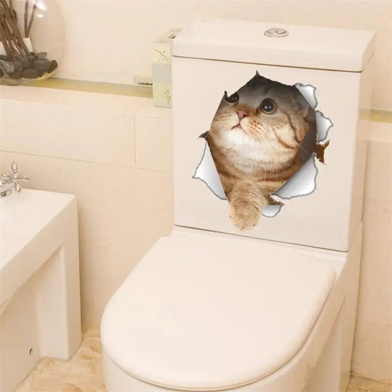3D Наклейка на стену с изображением кошки и разбитого переключателя декоративные
