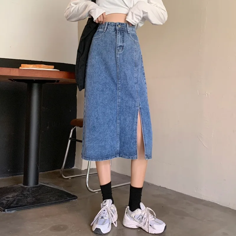 Denim skirt women's spring and autumn 2021 new high waist and thin split A-line skirt bag hip midi skirt
Denim skirt women's spring and autumn 2021 new high waist and thin split A-line skirt bag hip midi skirt