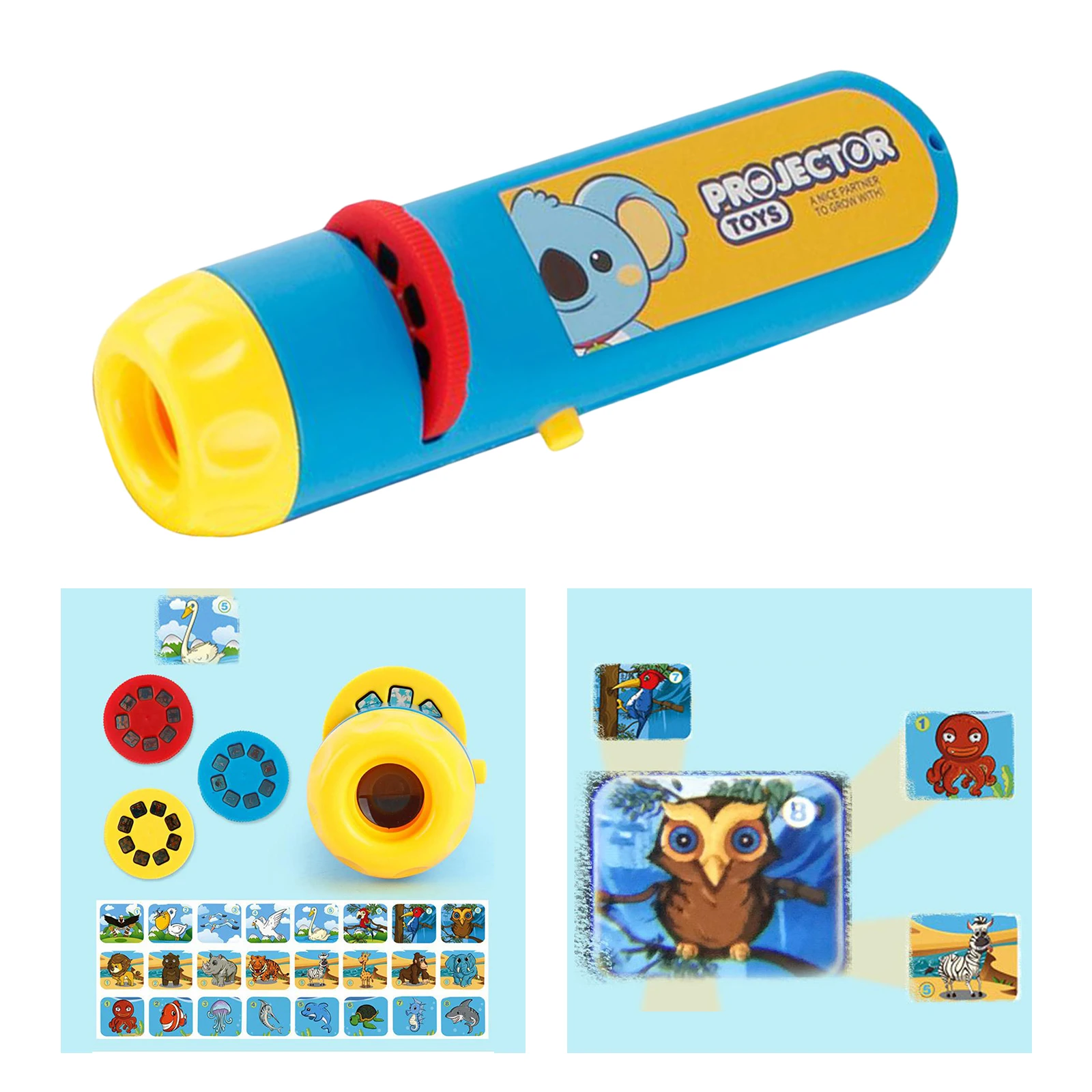Слайдер-проектор с ночным светильник щением для детей и девочек (24 вида животных)
Слайдер-проектор с ночным светильник щением для детей и девочек (24 вида животных)