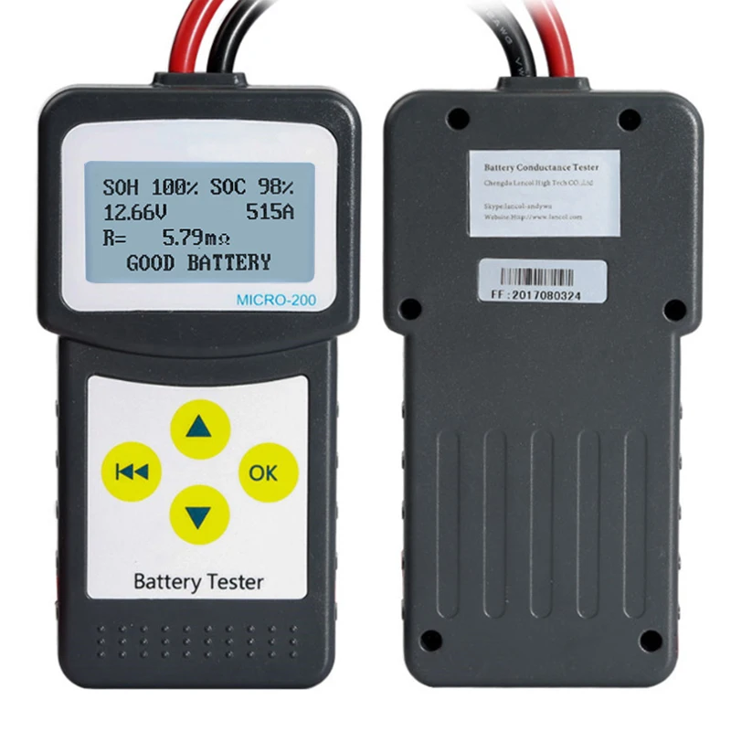 Micro 200 12V Car Battery Tester CCA100-2000 AGM EFB Gel Car Diagnostic Tool Automotive Battery System Analyzer Car USB Printing
Micro 200 12V Car Battery Tester CCA100-2000 AGM EFB Gel Car Diagnostic Tool Automotive Battery System Analyzer Car USB Printing