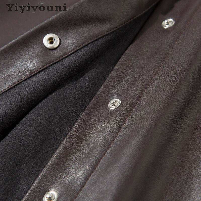 Yiyiyouni Single-breasted Belted Fleece Leather Jacket Women Autumn Winter Turn-down Collar Outerwear Female Black Coats Pockets
Yiyiyouni Single-breasted Belted Fleece Leather Jacket Women Autumn Winter Turn-down Collar Outerwear Female Black Coats Pockets