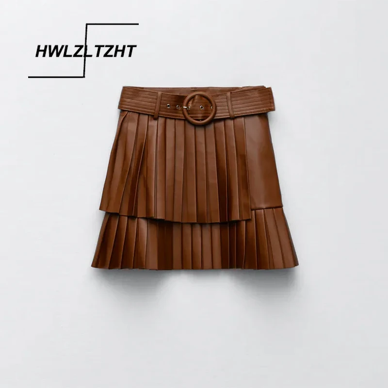 Юбка HWLZLTZHT женская с поясом, модная плиссированная мини-юбка из искусственной кожи, с завышенной талией, в Корейском стиле, коричневая, 2021
Юбка HWLZLTZHT женская с поясом, модная плиссированная мини-юбка из искусственной кожи, с завышенной талией, в Корейском стиле, коричневая, 2021