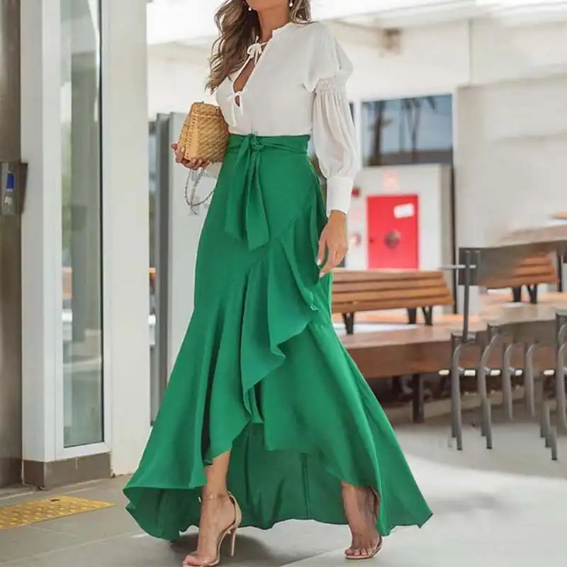 Fashion Women Maxi Skirts High Waist Long Skirt Casual Layered Mermaid Green Solid Party Skirt Elegant
Fashion Women Maxi Skirts High Waist Long Skirt Casual Layered Mermaid Green Solid Party Skirt Elegant