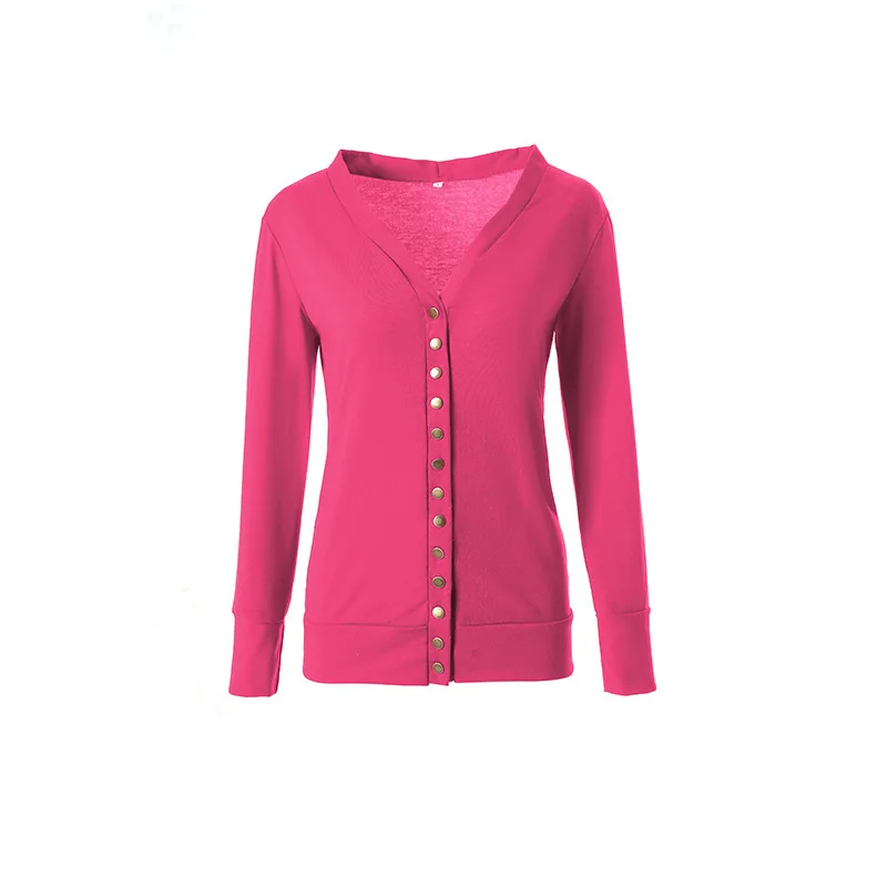 2021 Spot European and American Spring Short Solid Color and V-neck Long Sleeve Button Cardigan Top 
2021 Spot European and American Spring Short Solid Color and V-neck Long Sleeve Button Cardigan Top