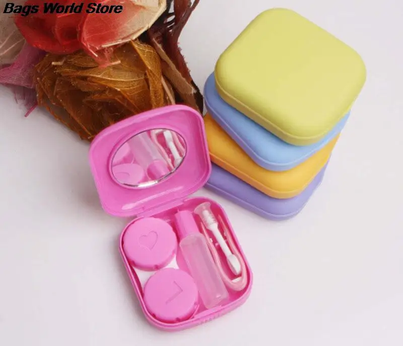 1 aet Popular Travel Kit Easy Carry Mirror Container Mini Square Contact Lens Case Box | Багаж и сумки