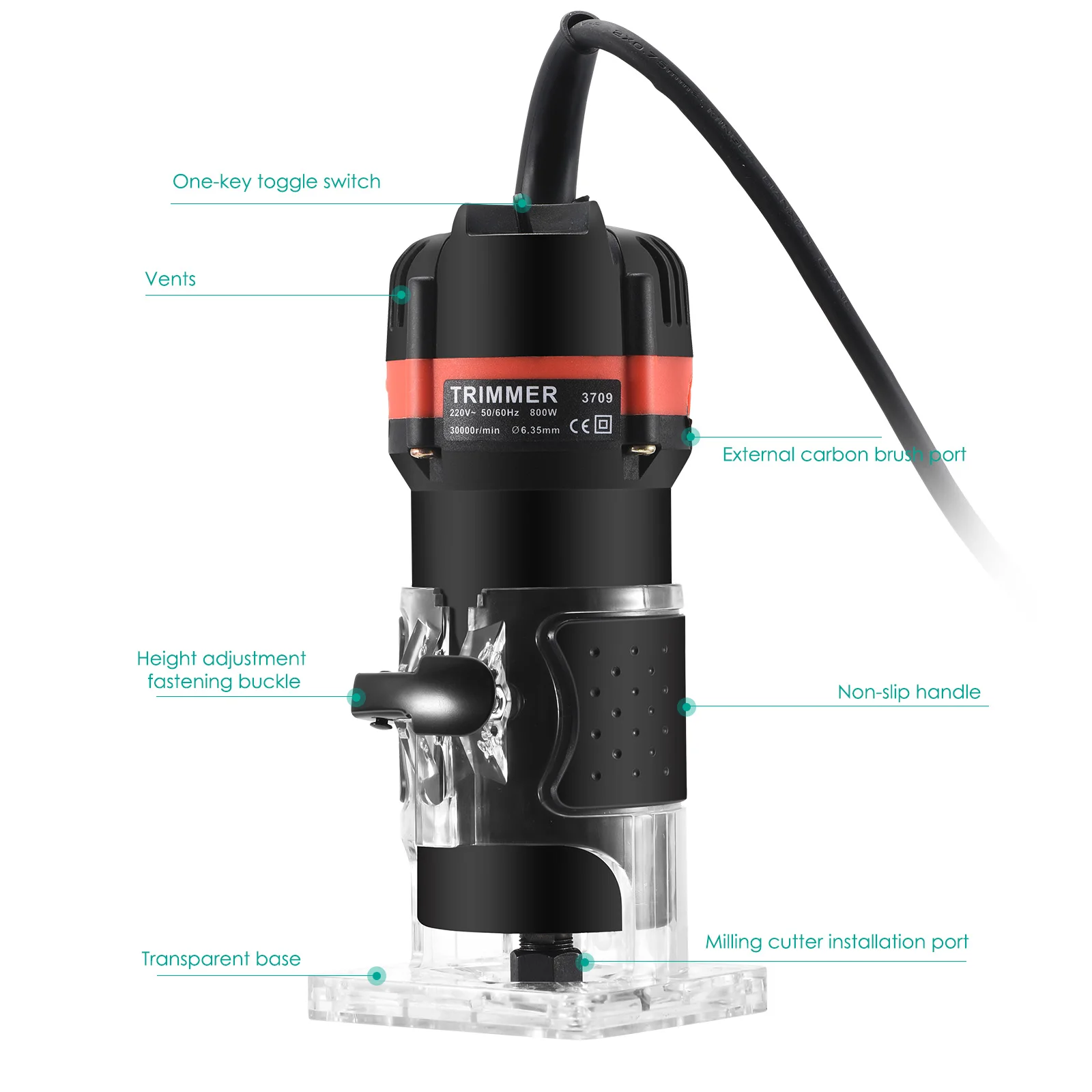 Woodworking Electric Trimmer 30000 RPM Wood Engraving Slotting Trimming Machine Carving Router Slotting With 15 Milling Cutter
Woodworking Electric Trimmer 30000 RPM Wood Engraving Slotting Trimming Machine Carving Router Slotting With 15 Milling Cutter