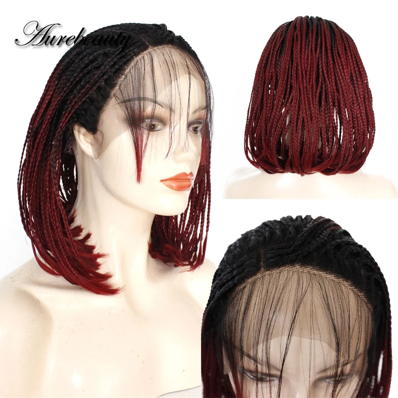 Cornrow Box Braided Ombre Red 99J Synthetic Hair 13X4 Lace Front Wig Crochet Short Bob Pixie Burgundy Colorful Frontal Lace Wigs
Cornrow Box Braided Ombre Red 99J Synthetic Hair 13X4 Lace Front Wig Crochet Short Bob Pixie Burgundy Colorful Frontal Lace Wigs